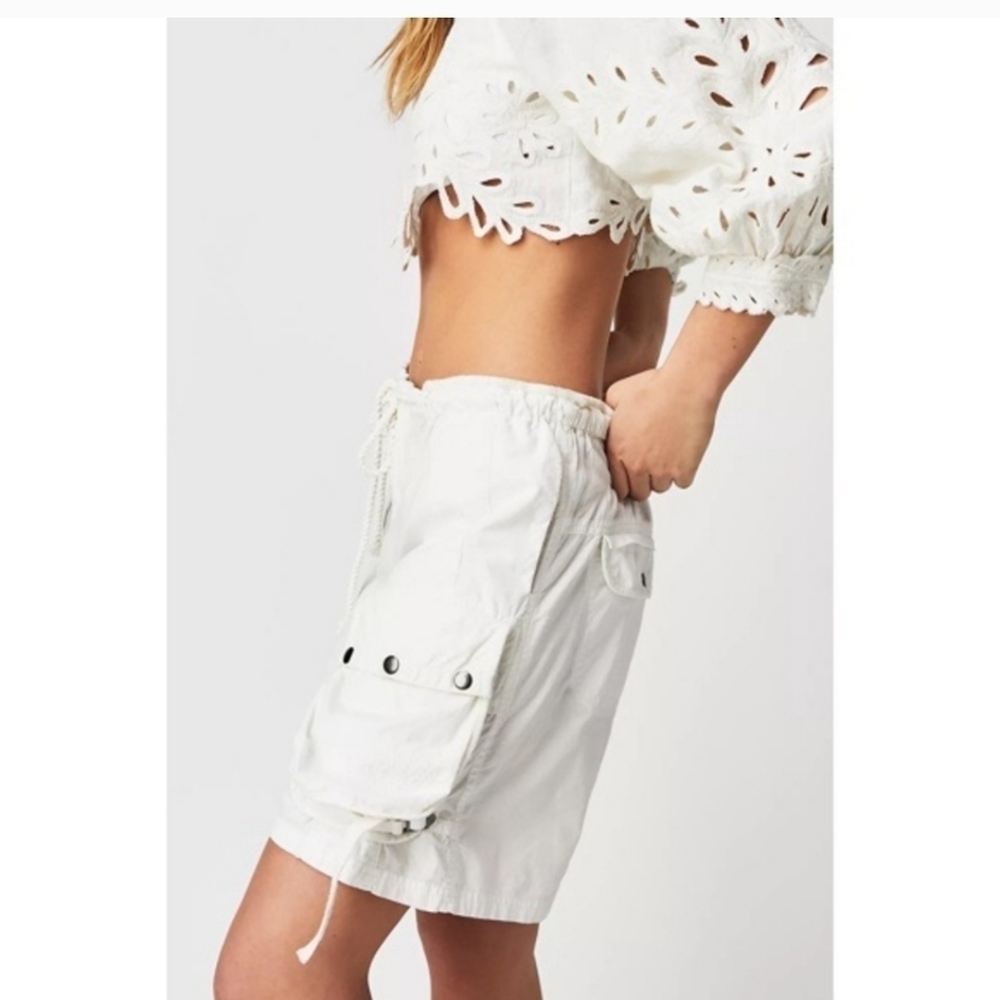 Free People Moon Bay Parachute Shorts in Optic White - Picture 3 of 5
